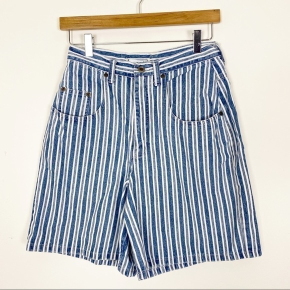VINTAGE ARIZONA Ultra High Waist Stripe Shorts 6 - Picture 3 of 8